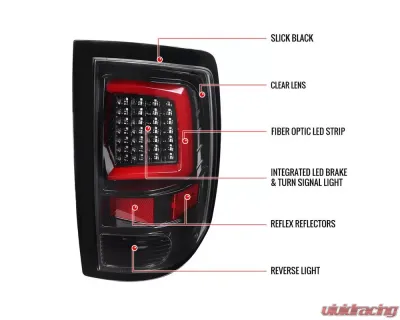 Spec-D White Bar LED Taillights (Glossy Black Housing/Clear Lens) Dodge Ram 2009-2022 - LT-RAM09BKLED-G2-TM