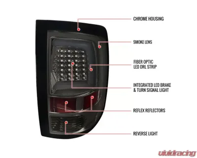 Spec-D White Bar LED Taillights (Chrome Housing/Smoked Lens) Dodge Ram 2009-2022 - LT-RAM09GLED-G2-TM