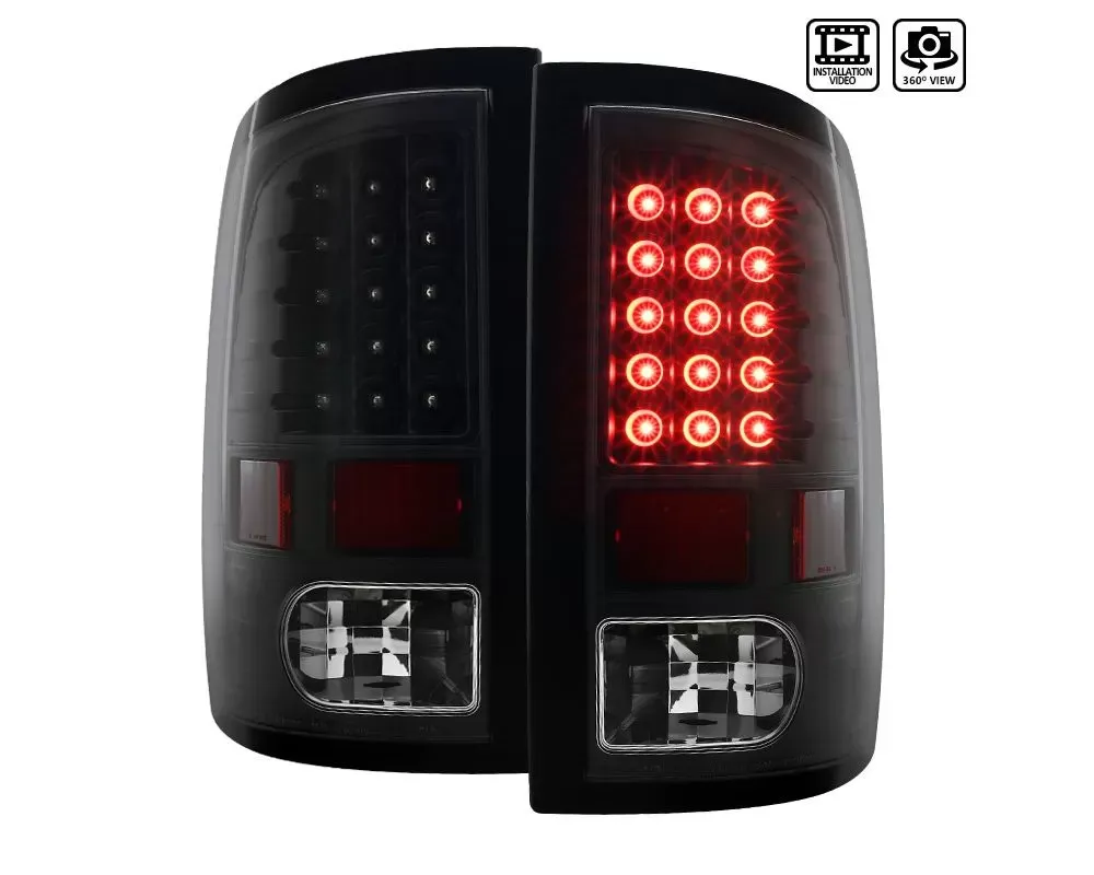 Spec-D LED Taillights - V2 (Matte Black Housing/Clear Lens) Dodge RAM 2009-2022 - LT-RAM09JMLED-V2-TM