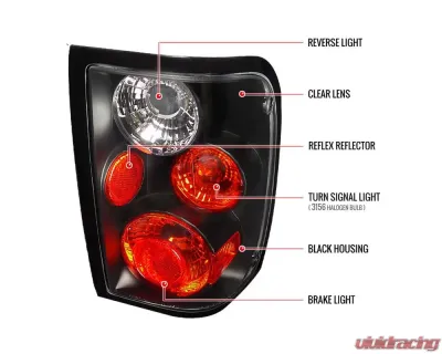 Spec-D Taillights (Matte Black Housing/Clear Lens) Ford Ranger 2001-2005 - LT-RAN01JM-TM