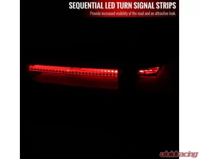 Spec-D White LED Bar Sequential Signal Taillights (Matte Black Housing/Clear Lens) Toyota RAV4 2019-2024 - LT-RAV419JMLED-SQ-TM