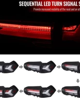 Spec-D White LED Bar Sequential Signal Taillights (Matte Black Housing/Clear Lens) Toyota RAV4 2019-2024                                     - LT-RAV419JMLED-SQ-TM - Image 3