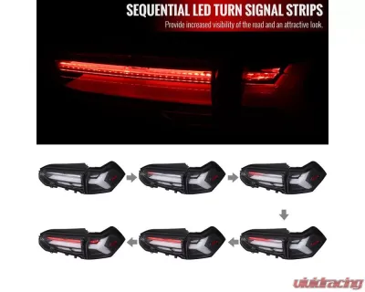 Spec-D White LED Bar Sequential Signal Taillights (Matte Black Housing/Clear Lens) Toyota RAV4 2019-2024 - LT-RAV419JMLED-SQ-TM