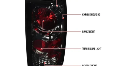 Spec-D Taillights (Chrome Housing/Smoked Lens) Chevrolet S10 | GMC S15 | Sonoma 1982-1994                                     - LT-S1082G-APC - Image 9