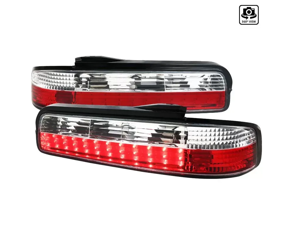 Spec-D LED Taillights (Chrome Housing/Clear Lens) Nissan 240SX S13 Coupe 1989-1994 - LT-S13892RCLED-TM