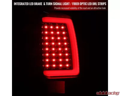 Spec-D C-Bar LED Taillights (Jet Black Housing/Clear Lens) GMC Sierra 2007-2014 - LT-SIE07BKLED-G2-TM