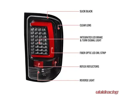 Spec-D C-Bar LED Taillights (Jet Black Housing/Clear Lens) GMC Sierra 2007-2014 - LT-SIE07BKLED-G2-TM