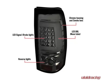 Spec-D LED Taillights - G2 (Chrome Housing/Smoked Lens) Chevrolet Silverado 2003-2007 - LT-SIV03GLED-G2-TM