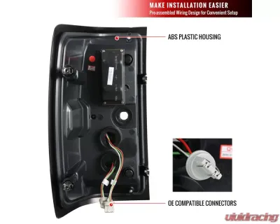 Spec-D LED Taillights (Jet Black Housing/Clear Lens) Chevrolet Silverado | GMC Sierra 2014-2019 - LT-SIV14BKLED-TM