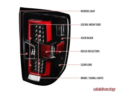 Spec-D LED Taillights (Jet Black Housing/Clear Lens) Chevrolet Silverado | GMC Sierra 2014-2019 - LT-SIV14BKLED-TM