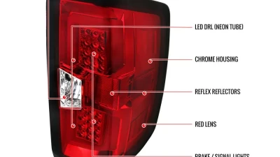 Spec-D LED Taillights (Chrome Housing/Red Lens) Chevrolet Silverado | GMC Sierra 2014-2019                                     - LT-SIV14RLED-TM - Image 10