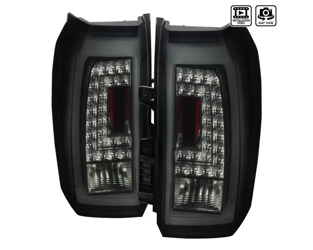 Spec-D LED Taillights (Glossy Black Housing/Smoke Lens) Chevrolet Tahoe | Suburban 2015-2020 - LT-TAH15BBLED-TM