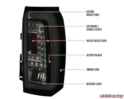 Spec-D LED Taillights (Glossy Black Housing/Smoked Lens) Chevrolet Tahoe | Suburban 2015-2020 - LT-TAH15BBLED-TM