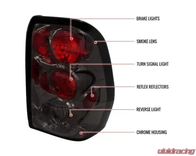 Spec-D Taillights (Chrome Housing/Smoked Lens) Chevrolet Trailblazer 2002-2009 - LT-TBLZ02G-TM