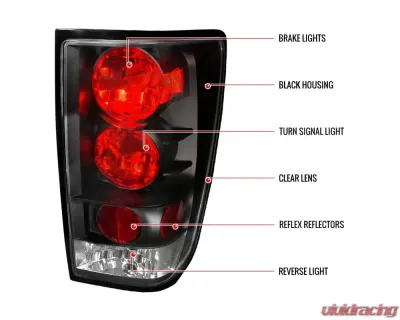 Spec-D Taillights (Matte Black Housing/Clear Lens) Nissan Titan 2004-2015 - LT-TIT04JM-TM