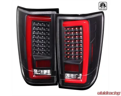 Spec-D LED Taillights w/ Red LED Tube (Matte Black Housing/Clear Lens) Nissan Titan 2004-2015 - LT-TIT04JRLED-G2-TM