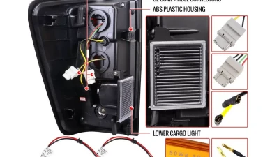 Spec-D LED Taillights w/ Red LED Tube (Matte Black Housing/Clear Lens) Nissan Titan 2004-2015                                     - LT-TIT04JRLED-G2-TM - Image 7