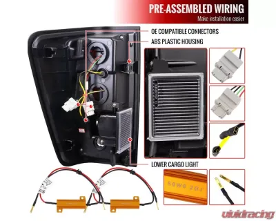 Spec-D LED Taillights w/ Red LED Tube (Matte Black Housing/Clear Lens) Nissan Titan 2004-2015 - LT-TIT04JRLED-G2-TM