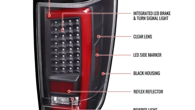 Spec-D LED Taillights w/ Red LED Tube (Matte Black Housing/Clear Lens) Nissan Titan 2004-2015                                     - LT-TIT04JRLED-G2-TM - Image 8