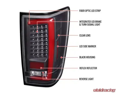 Spec-D LED Taillights w/ Red LED Tube (Matte Black Housing/Clear Lens) Nissan Titan 2004-2015 - LT-TIT04JRLED-G2-TM