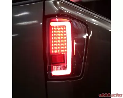 Spec-D LED Taillights w/ Red LED Tube (Matte Black Housing/Clear Lens) Nissan Titan 2004-2015 - LT-TIT04JRLED-G2-TM