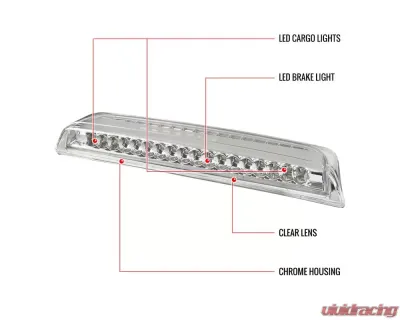 Spec-D LED 3rd Brake Light (Chrome Housing/Clear Lens) Nissan Titan 2004-2015 - LT-TIT04RBCLED-RS