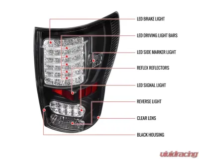 Spec-D LED Taillights (Matte Black Housing/Clear Lens) Toyota Tundra 2007-2013 - LT-TUN07JMLED-JP