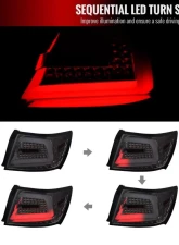 Spec-D LED Sequential Turn Signal Taillights (Chrome Housing/Smoked Lens) Subaru Impreza | WRX | STI 2008-2014                                     - LT-WRX084GLED-SQ-TM - Image 2