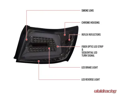Spec-D LED Sequential Turn Signal Taillights (Chrome Housing/Smoked Lens) Subaru Impreza | WRX | STI 2008-2014 - LT-WRX084GLED-SQ-TM