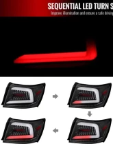 Spec-D LED Sequential Turn Signal Taillights (Matte Black Housing/Clear Lens) Subaru 2008-2014                                     - LT-WRX084JMLED-SQ-TM - Image 2