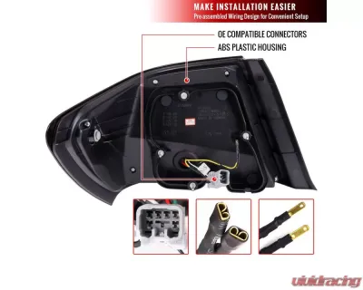 Spec-D LED Sequential Turn Signal Taillights (Matte Black Housing/Clear Lens) Subaru 2008-2014 - LT-WRX084JMLED-SQ-TM