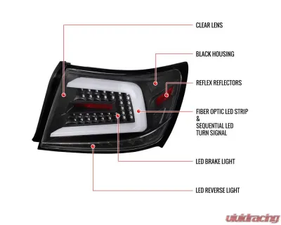 Spec-D LED Sequential Turn Signal Taillights (Matte Black Housing/Clear Lens) Subaru 2008-2014 - LT-WRX084JMLED-SQ-TM