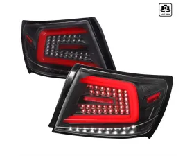 Spec-D Red LED Bars Sequential Turn Signal Taillights (Matte Black Housing/Clear Lens) Subaru 2008-2014