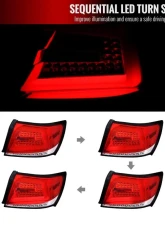 Spec-D LED Bars Sequential Turn Signal Taillights (Chrome Housing/Red Lens) Subaru 2008-2014                                     - LT-WRX084RLED-SQ-TM - Image 2