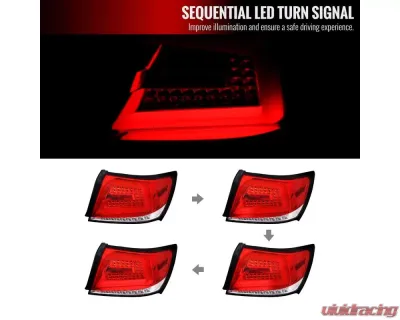 Spec-D LED Bars Sequential Turn Signal Taillights (Chrome Housing/Red Lens) Subaru 2008-2014 - LT-WRX084RLED-SQ-TM