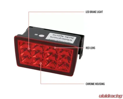 Spec-D F1 Style LED 3rd Brake Light (Chrome Housing/Red Lens) Subaru 2011-2021 - LT-WRX11RB3R2LED-VS