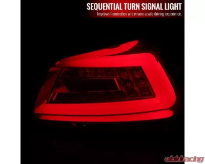 Spec-D Sequential White Bar LED Taillights (Chrome Housing/Red Lens) Subaru WRX | STI 2015-2021 - LT-WRX15RLED-SQ-TM