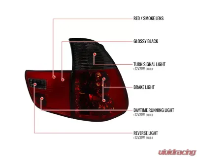 Spec-D Taillights - APC (Chrome Housing/Red Smoked Lens) BMW E53 X5 2000-2006 - LT-X500RG-APC