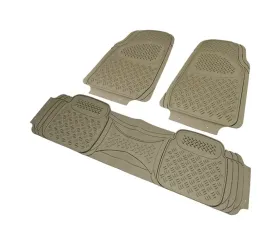 Spec-D Universal Beige PVC Rubber Floor Mats w/ 2x front & 1x rear