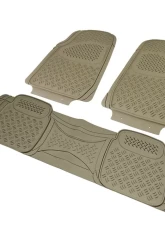 Spec-D Universal Beige PVC Rubber Floor Mats w/ 2x front & 1x rear                                     - MAT-3001BGE - Image 10