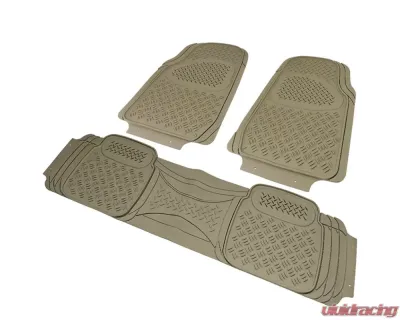 Spec-D Universal Beige PVC Rubber Floor Mats w/ 2x front & 1x rear - MAT-3001BGE