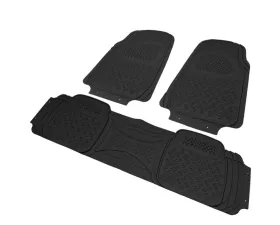 Spec-D Universal Black PVC Rubber Floor Mats w/ 2x front & 1x rear