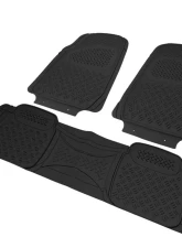 Spec-D Universal Black PVC Rubber Floor Mats w/ 2x front & 1x rear                                     - MAT-3001BLK - Image 10