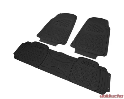 Spec-D Universal Black PVC Rubber Floor Mats w/ 2x front & 1x rear - MAT-3001BLK