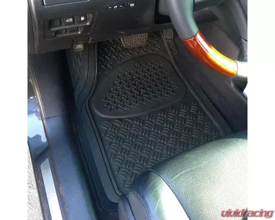Spec-D Universal Black PVC Rubber Floor Mats w/ 2x front & 1x rear - MAT-3001BLK