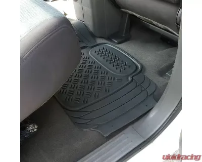 Spec-D Universal Black PVC Rubber Floor Mats w/ 2x front & 1x rear - MAT-3001BLK