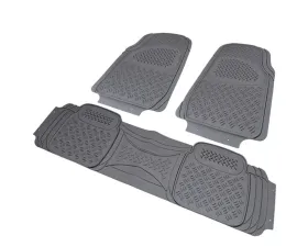 Spec-D Universal Gray PVC Rubber Floor Mats w/ 2x front & 1x rear