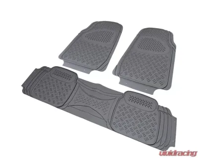 Spec-D Universal PVC Rubber Floor Mats - 3PC (Gray) - MAT-3001GRY