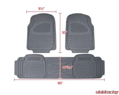 Spec-D Universal PVC Rubber Floor Mats - 3PC (Gray) - MAT-3001GRY