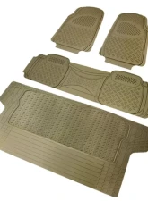 Spec-D Universal Beige PVC Rubber Floor Mats w/ 2x front, 1x rear & 1x trunk liner                                     - MAT-3201BGE - Image 10